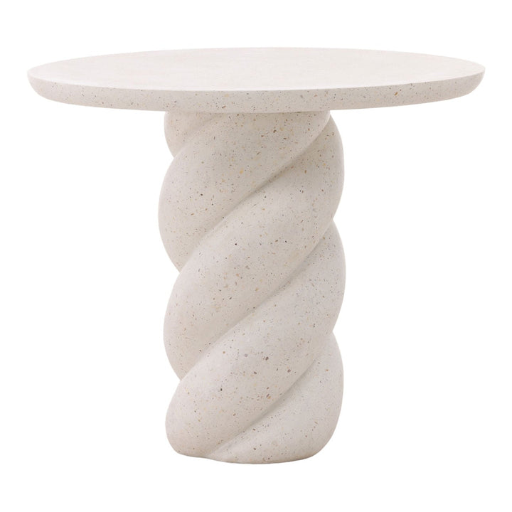 Nidelle Ivory Terrazzo Outdoor Bistro Table, three-quarter studio view
