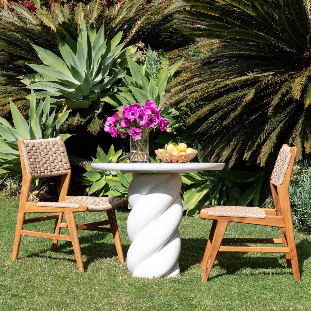 Nidelle Ivory Terrazzo Outdoor Bistro Table, lifestyle view