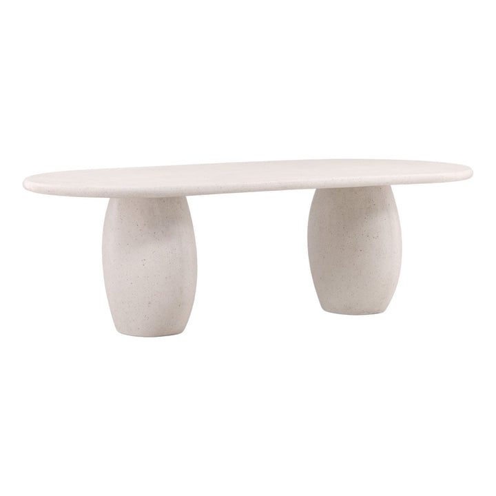 Imara Ivory Terrazzo Outdoor Dining Table, three-quarter studio view