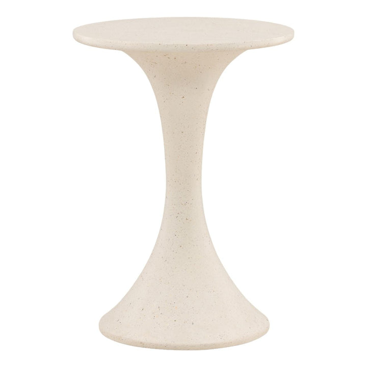 Floren Ivory Terrazzo Outdoor Bar Table, three-quarter studio view