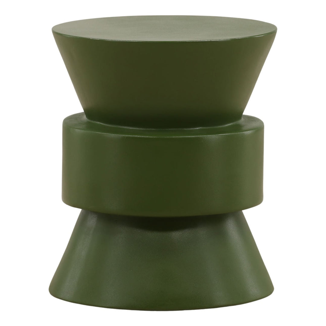 Mira Green Outdoor Side Table, three-quarter studio view