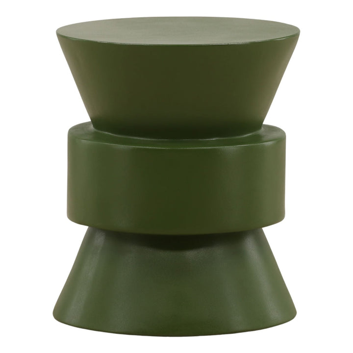 Mira Green Outdoor Side Table, three-quarter studio view