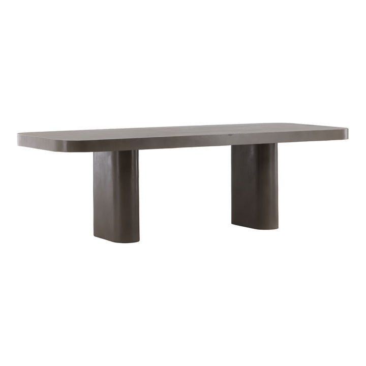 Amara Concrete Outdoor Dining Table, Dark Grey, three-quarter studio view