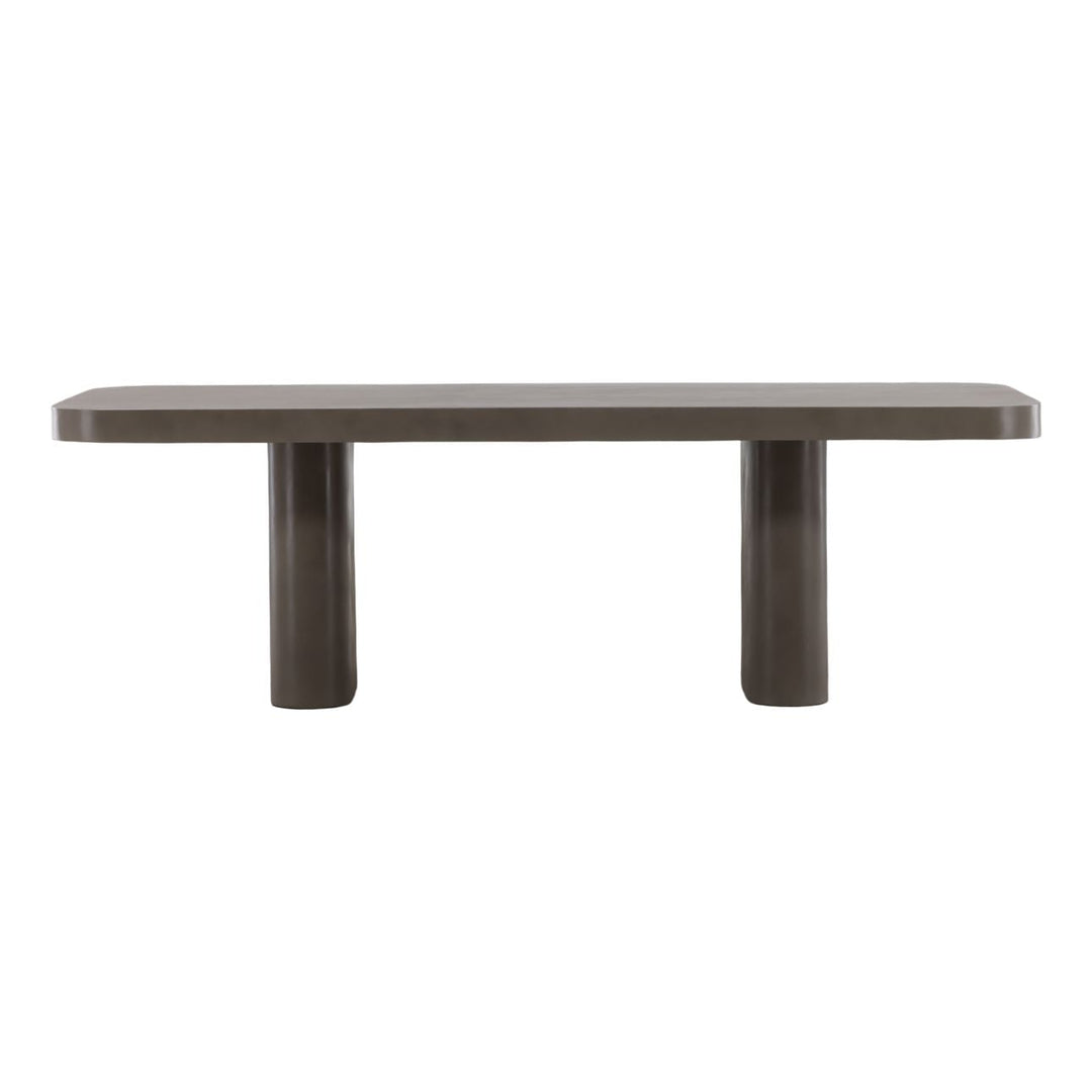 Amara Concrete Outdoor Dining Table, Dark Grey, front view