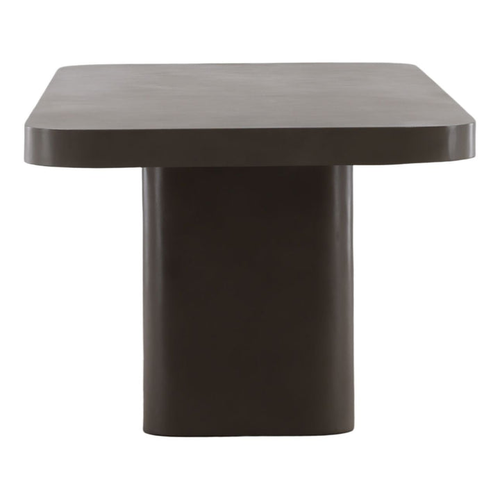 Amara Concrete Outdoor Dining Table, Dark Grey, profile view
