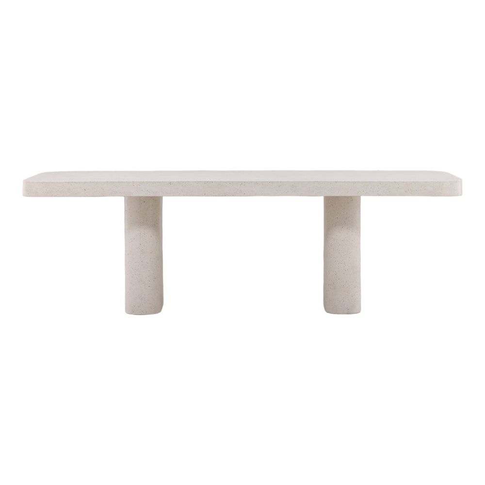 Amara Concrete Outdoor Dining Table, Ivory, front view