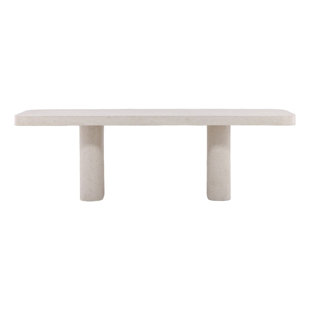 Amara Concrete Outdoor Dining Table, Ivory, front view
