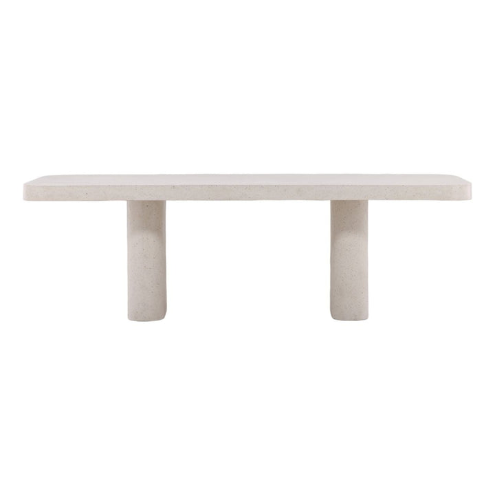 Amara Concrete Outdoor Dining Table, Ivory, front view