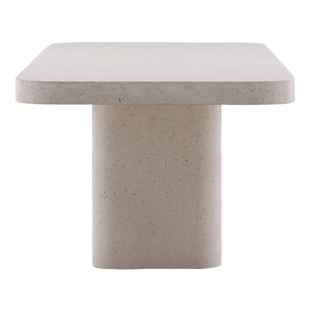 Amara Concrete Outdoor Dining Table, Ivory, profile view