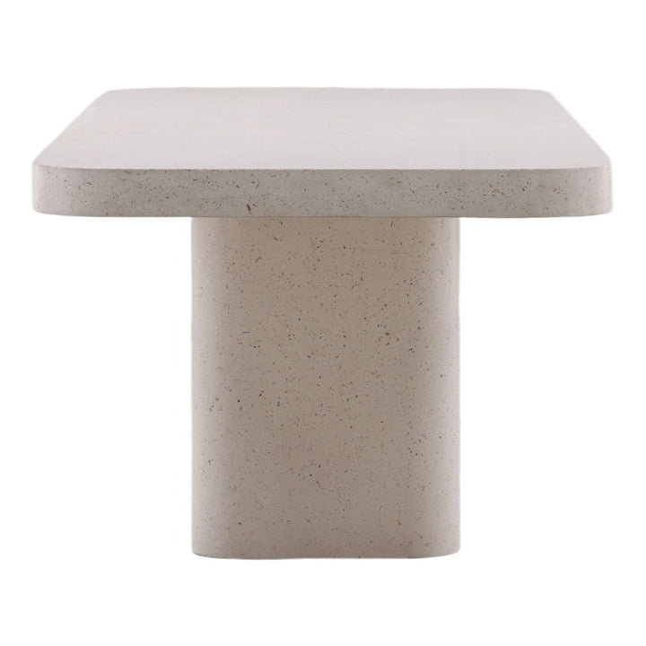 Amara Concrete Outdoor Dining Table, Ivory, profile view