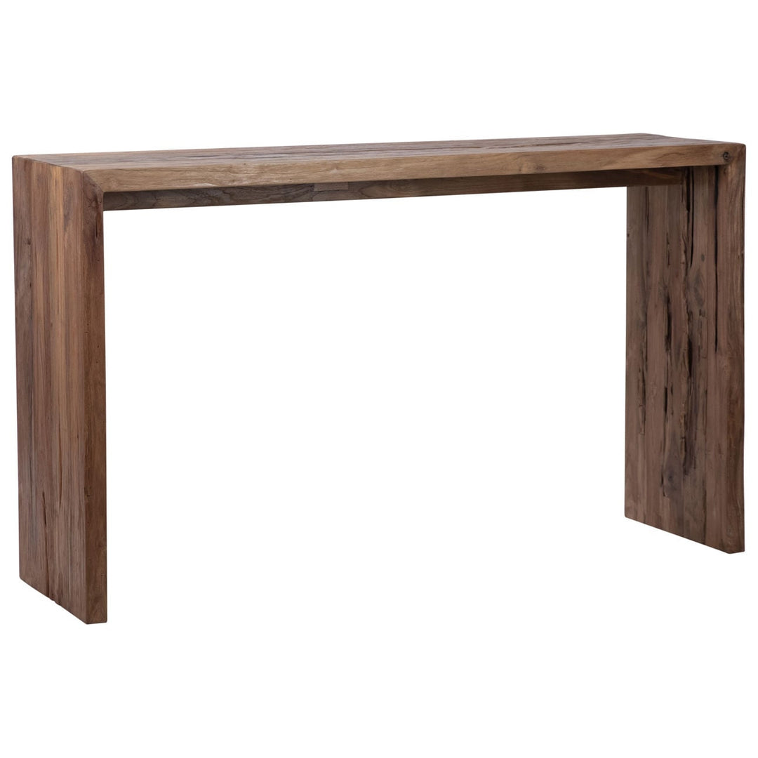 Chester Reclaimed Teak Console Table, three-quarter studio view