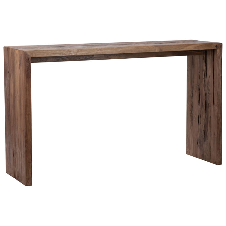 Chester Reclaimed Teak Console Table, three-quarter studio view