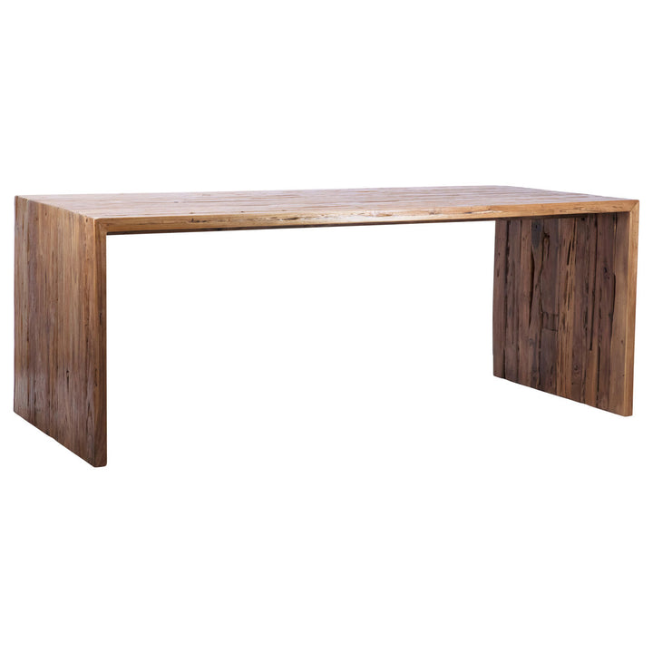Chatham Reclaimed Teak Dining Table, three-quarter studio view