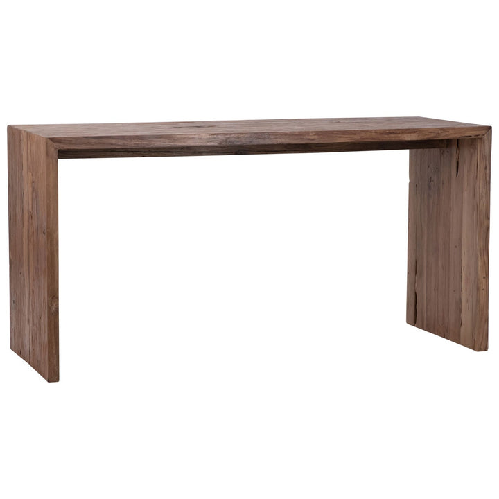 Chase Reclaimed Teak Desk, three-quarter studio view
