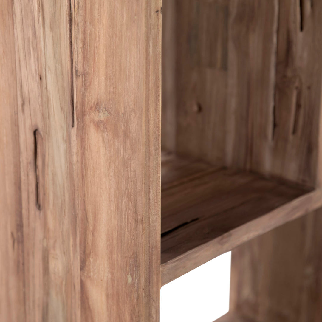 Marin Tall Reclaimed Teak Bookcase, detail 1 view