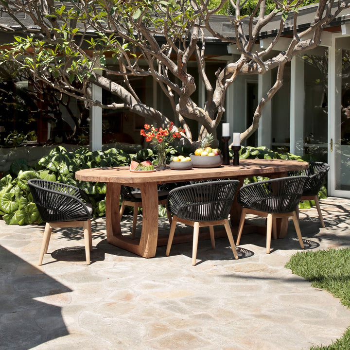 Jana Reclaimed Teak Outdoor Dining Table, lifestyle view