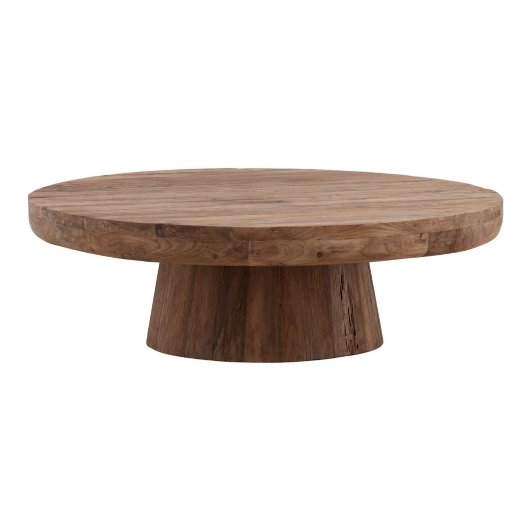 Rena Reclaimed Teak Coffee Table, three-quarter studio view