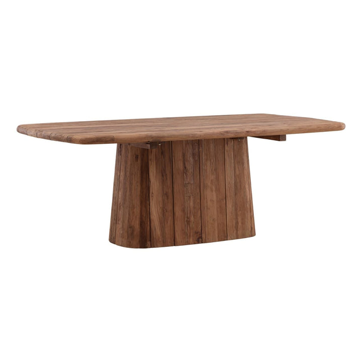 Belmont Reclaimed Teak Outdoor Dining Table, three-quarter studio view