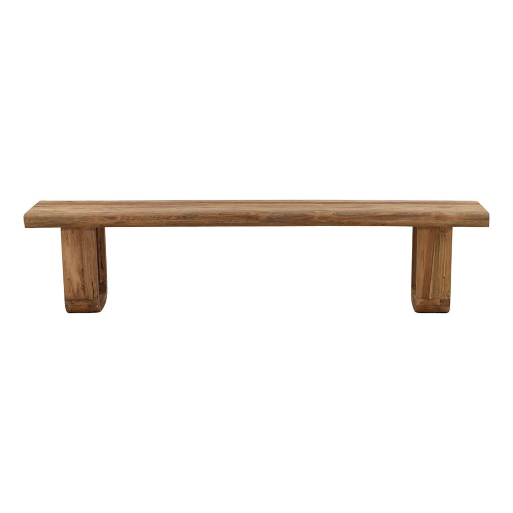 Dara Outdoor Teak Bench, front view