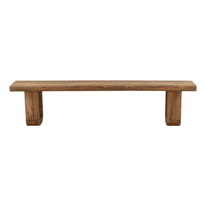 Dara Outdoor Teak Bench, front view