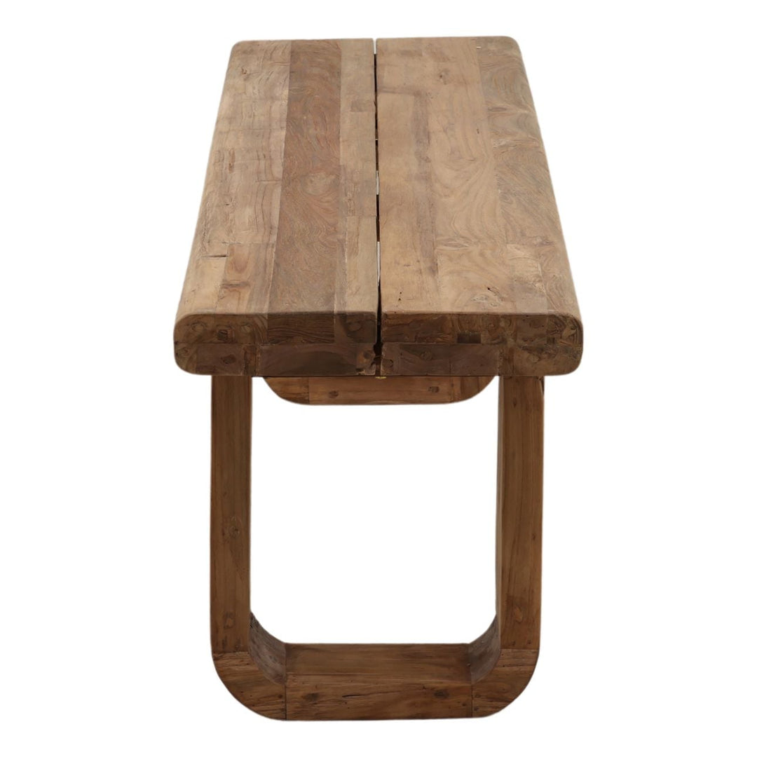 Dara Outdoor Teak Bench, profile view