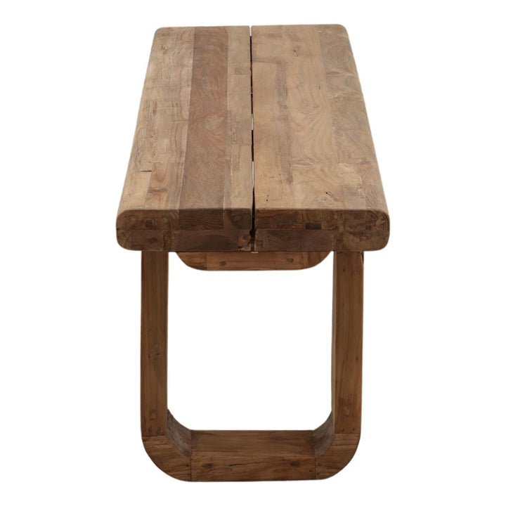 Dara Outdoor Teak Bench, profile view