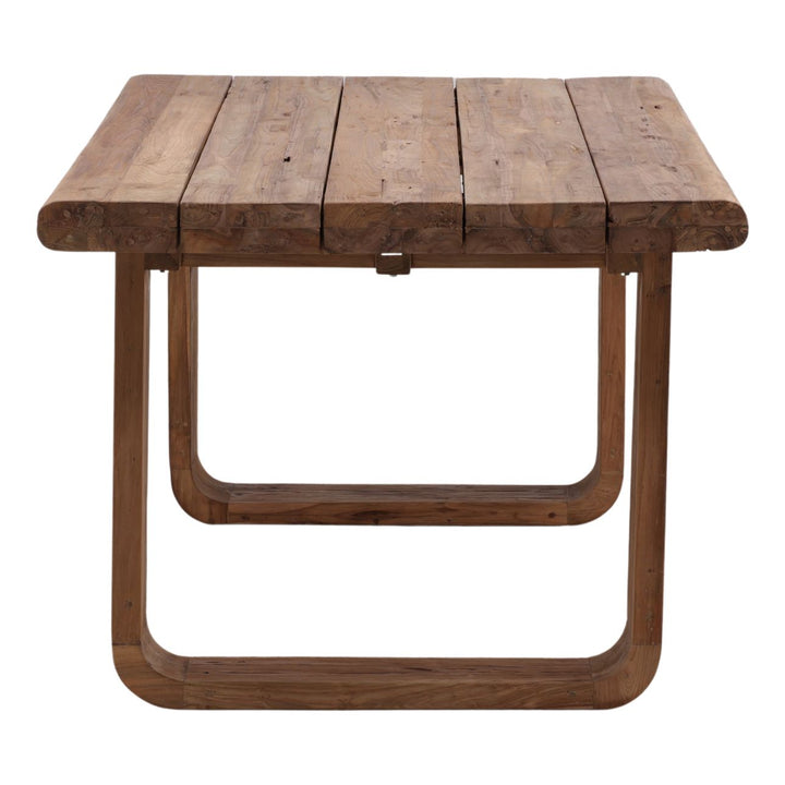 Davin Reclaimed Teak Outdoor Dining Table, profile view