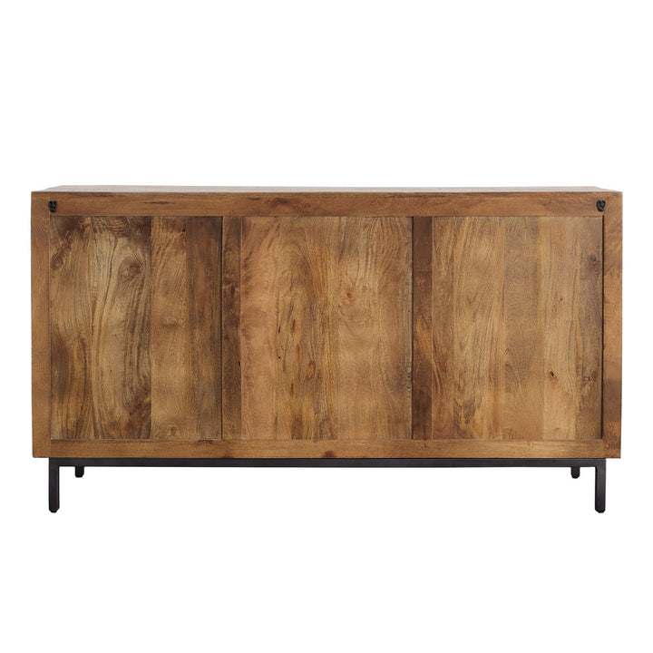Bram Mango Wood and Iron Sideboard, back view