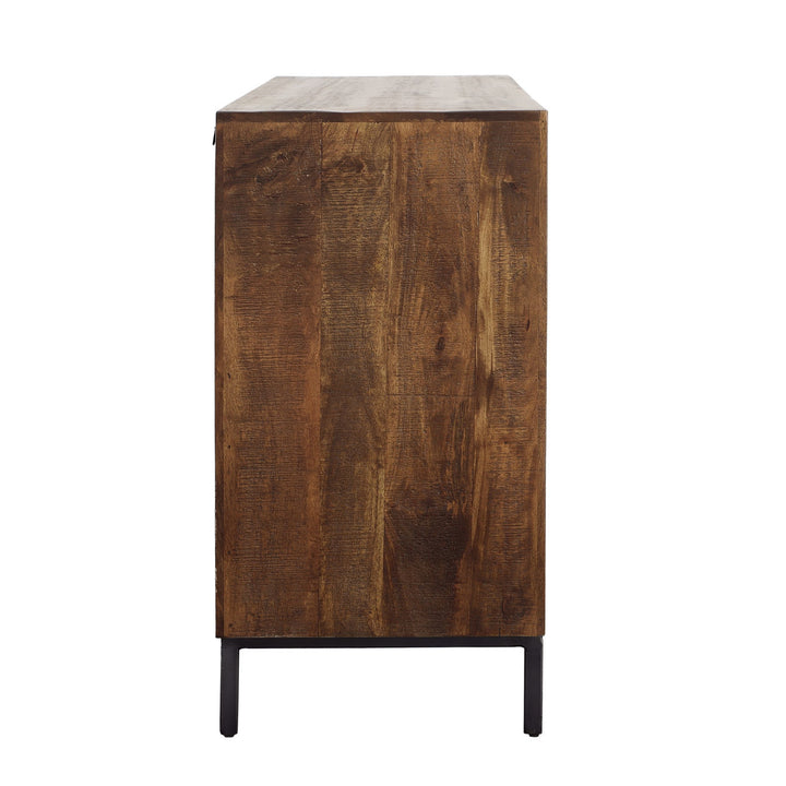 Bram Mango Wood and Iron Sideboard, profile view