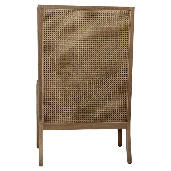 Macken Off White Oak Rattan Lounge Chair, back view