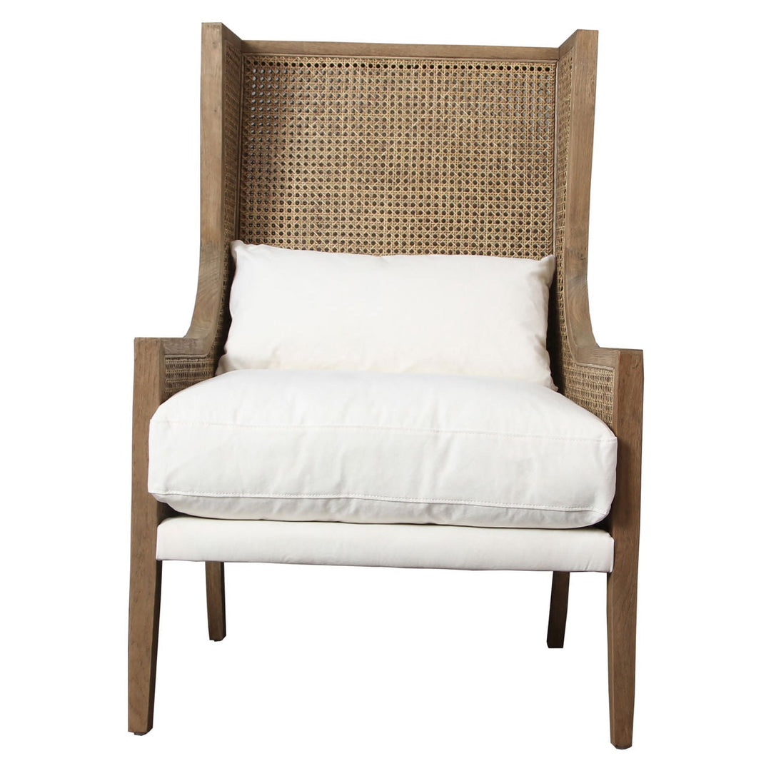 Macken Off White Oak Rattan Lounge Chair, front view