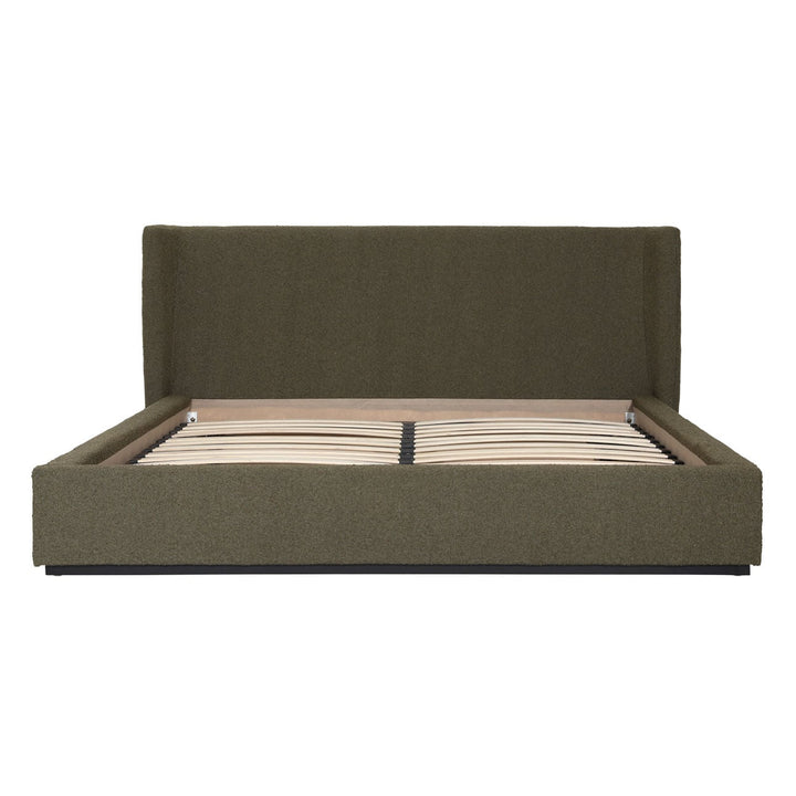 Tobin Boucle Bed, Eastern King · Olive Boucle, front view