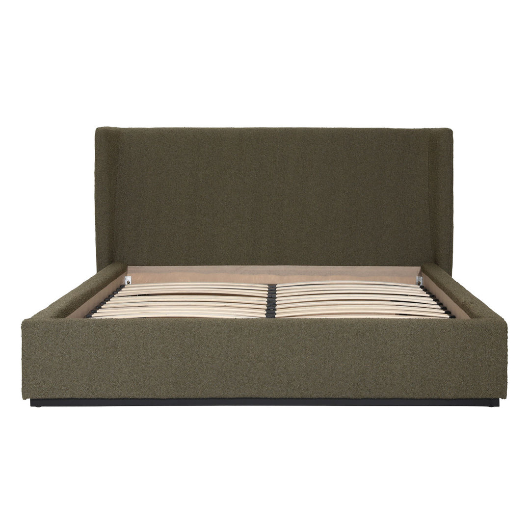 Tobin Boucle Bed, Queen · Olive Boucle, front view