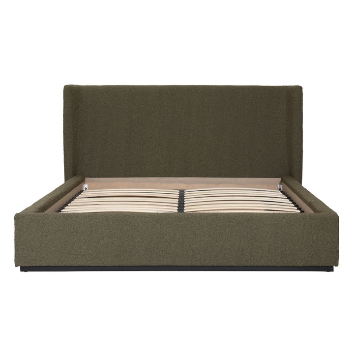 Tobin Boucle Bed, Queen · Olive Boucle, front view