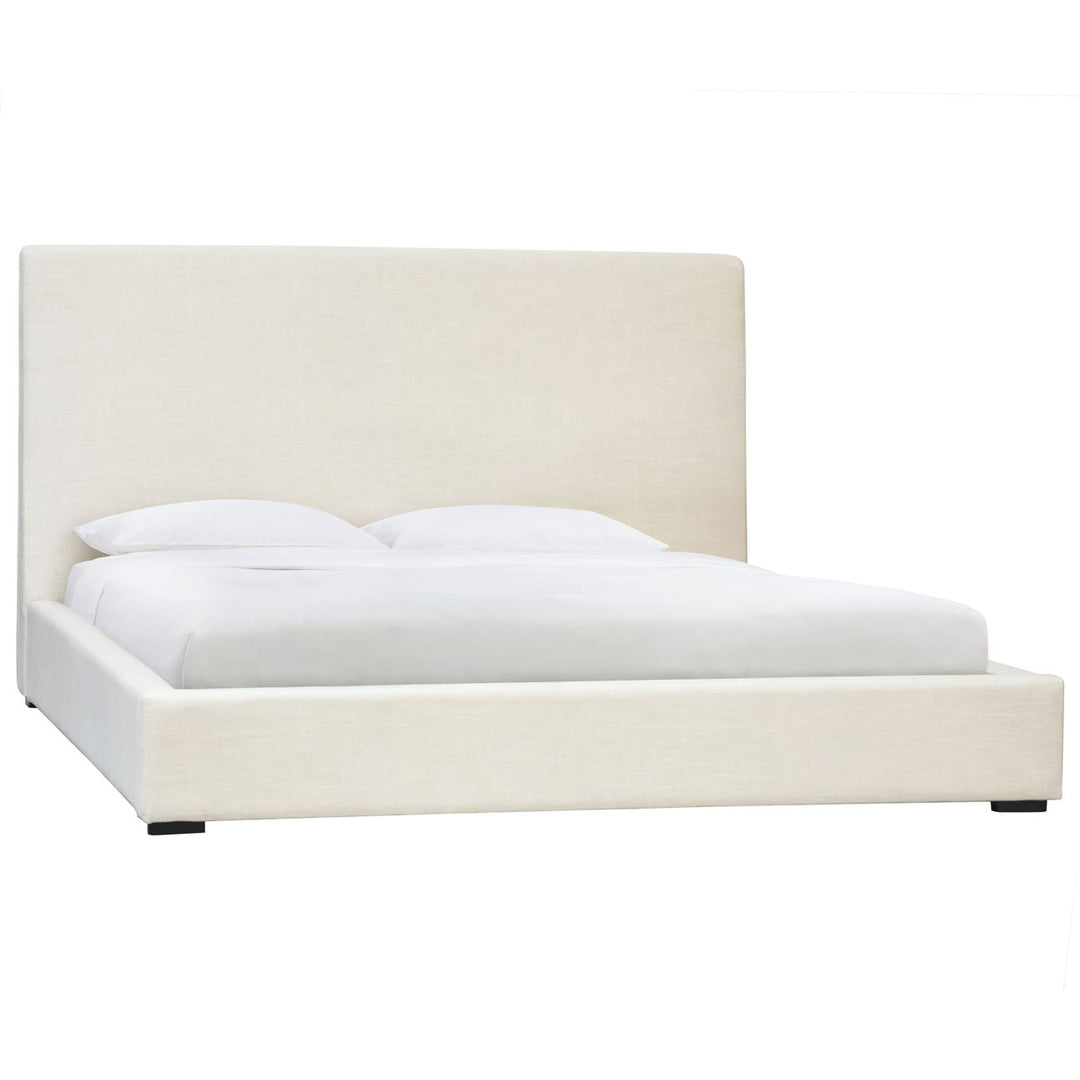 Fable Upholstered Bed, Eastern King · Off White Linen Blend, three-quarter studio view