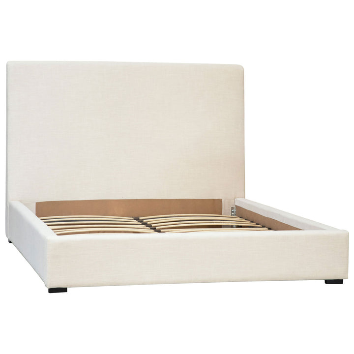 Fable Upholstered Bed, Queen · Off White Linen Blend, back three quarter view