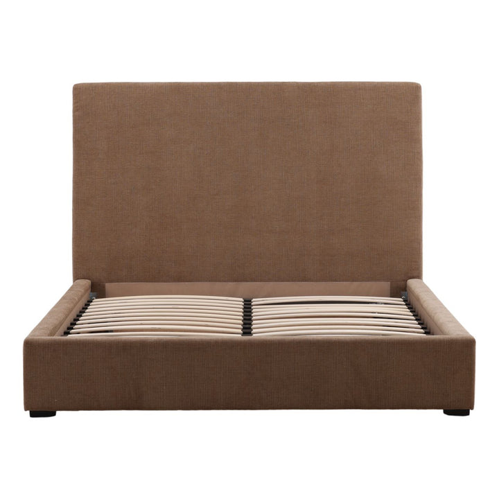 Fable Upholstered Bed, Queen · Brown Basketweave, front view