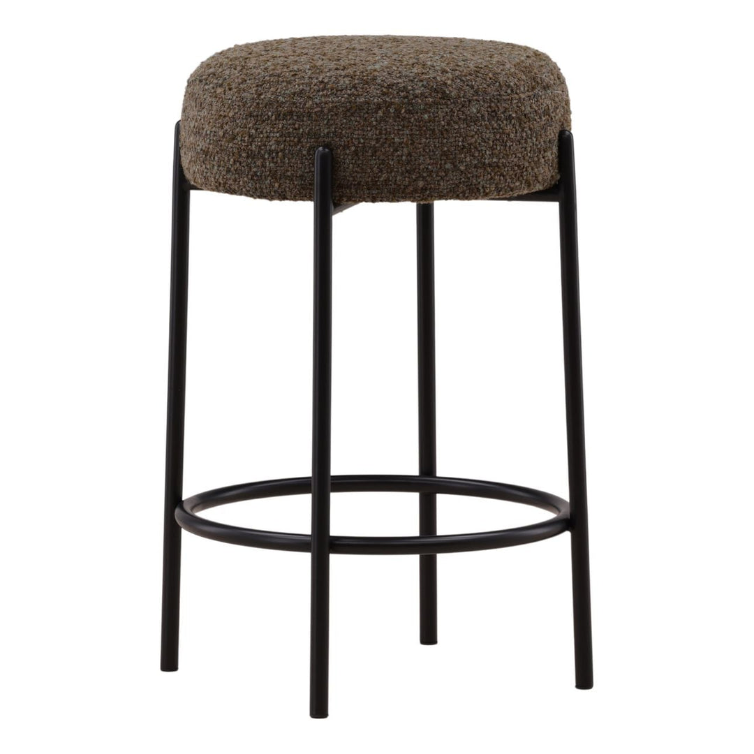 Becken Green Boucle Counter Stool, three-quarter studio view