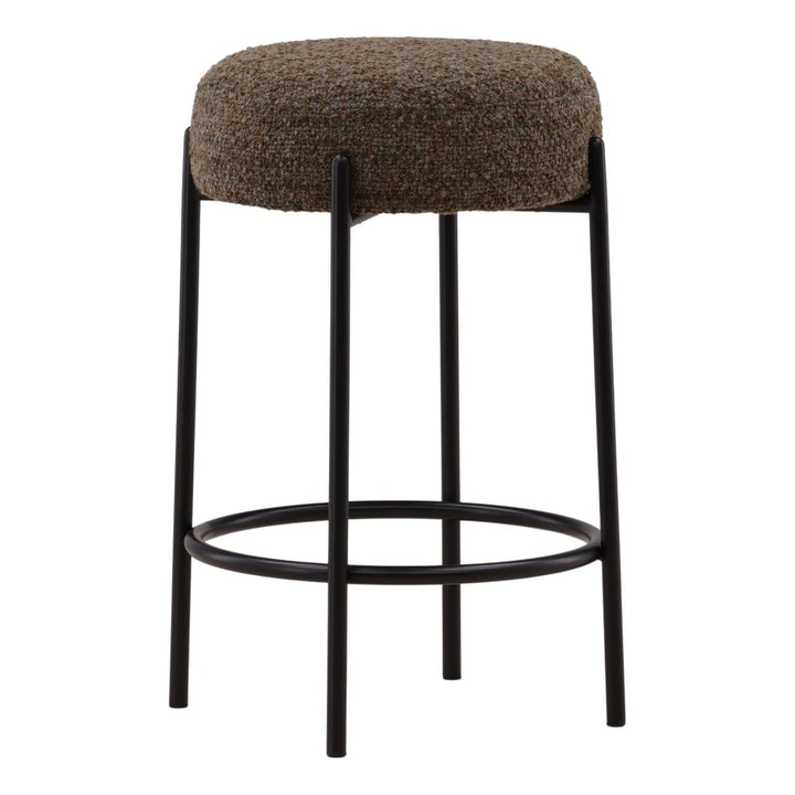 Becken Green Boucle Counter Stool, three-quarter studio view