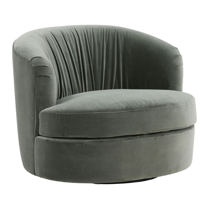 Azurelle Sage Velvet Swivel Chair, three-quarter studio view