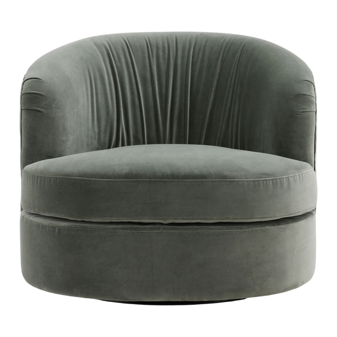 Azurelle Sage Velvet Swivel Chair, front view