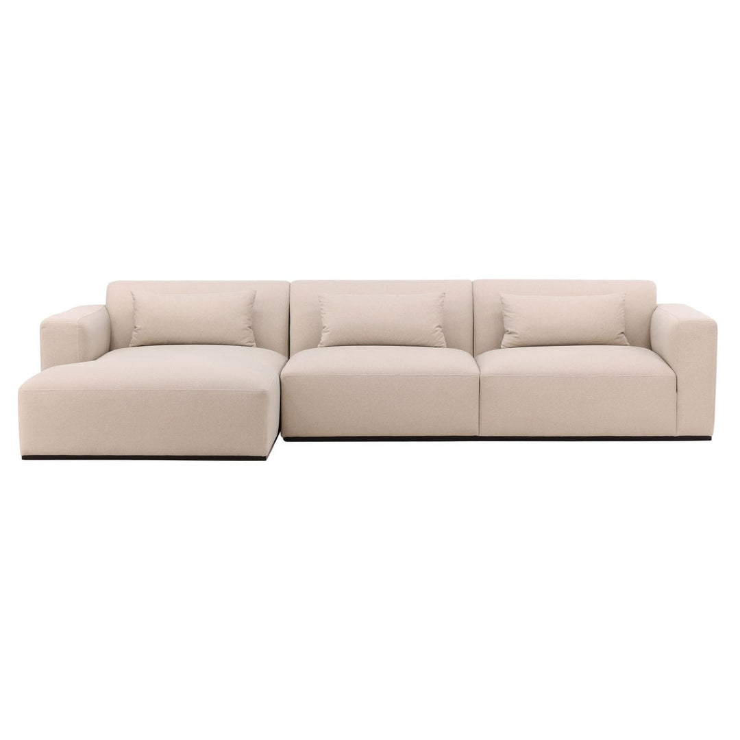 Brookren Cream Chaise Sectional, three-quarter studio view