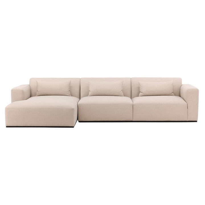 Brookren Cream Chaise Sectional, three-quarter studio view