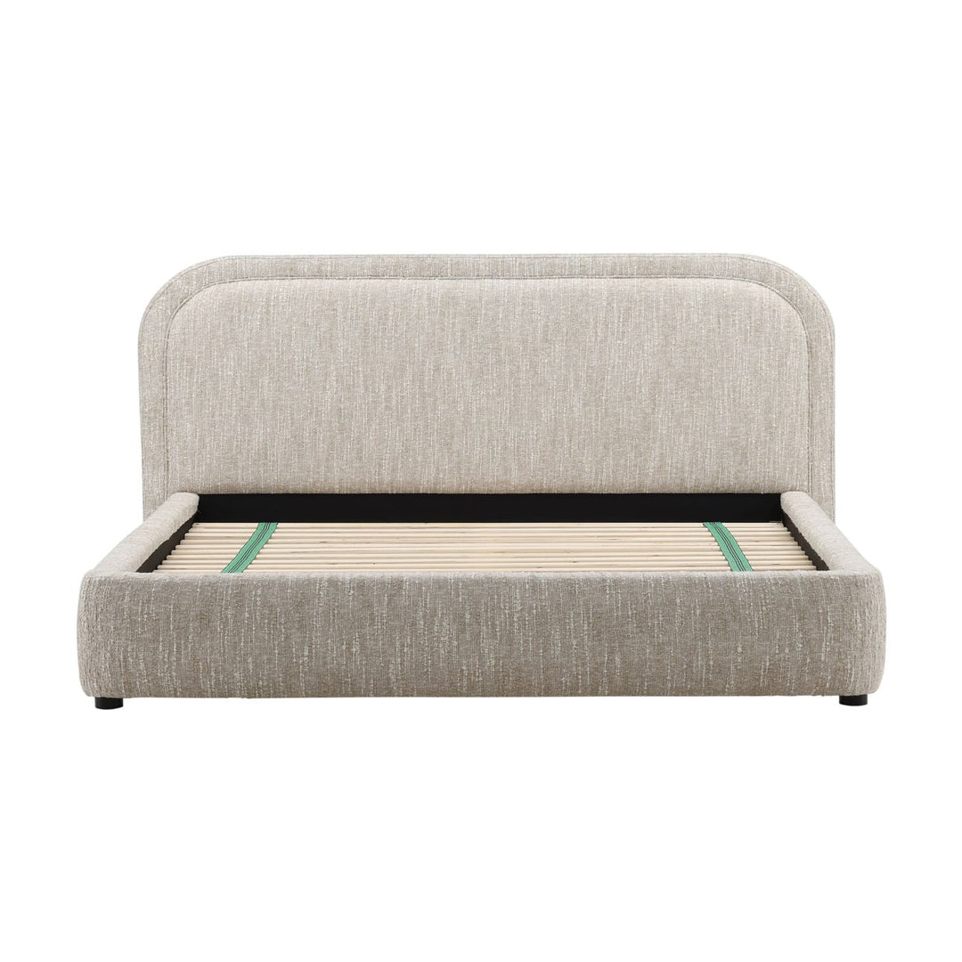 Aria Velvet and Boucle Bed, Eastern King · Beige Boucle, front view