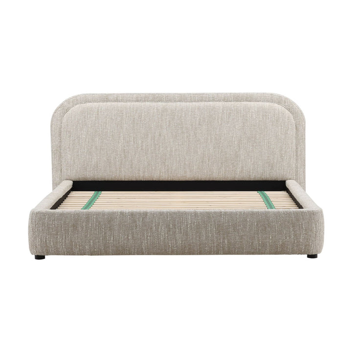 Aria Velvet and Boucle Bed, Eastern King · Beige Boucle, front view