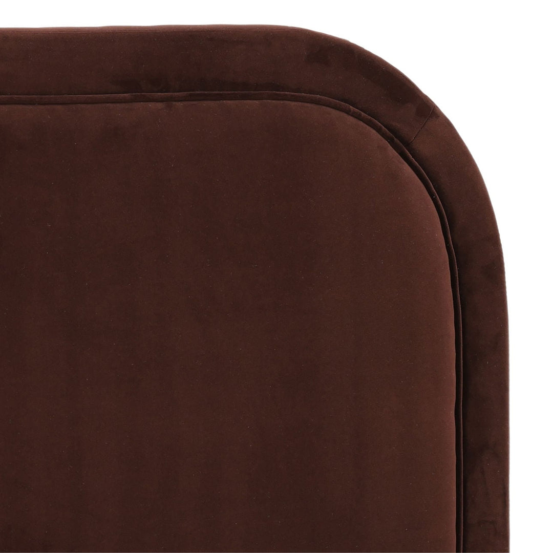 Aria Velvet and Boucle Bed, Queen · Chocolate Velvet, detail 2 view
