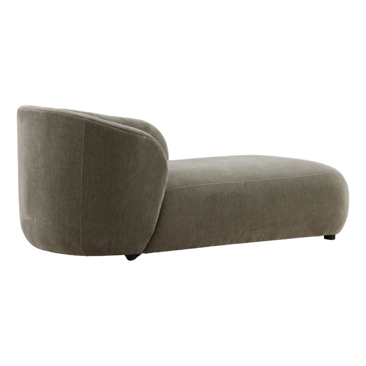 Romren Upholstered Chaise, Sage Velvet, three-quarter studio view