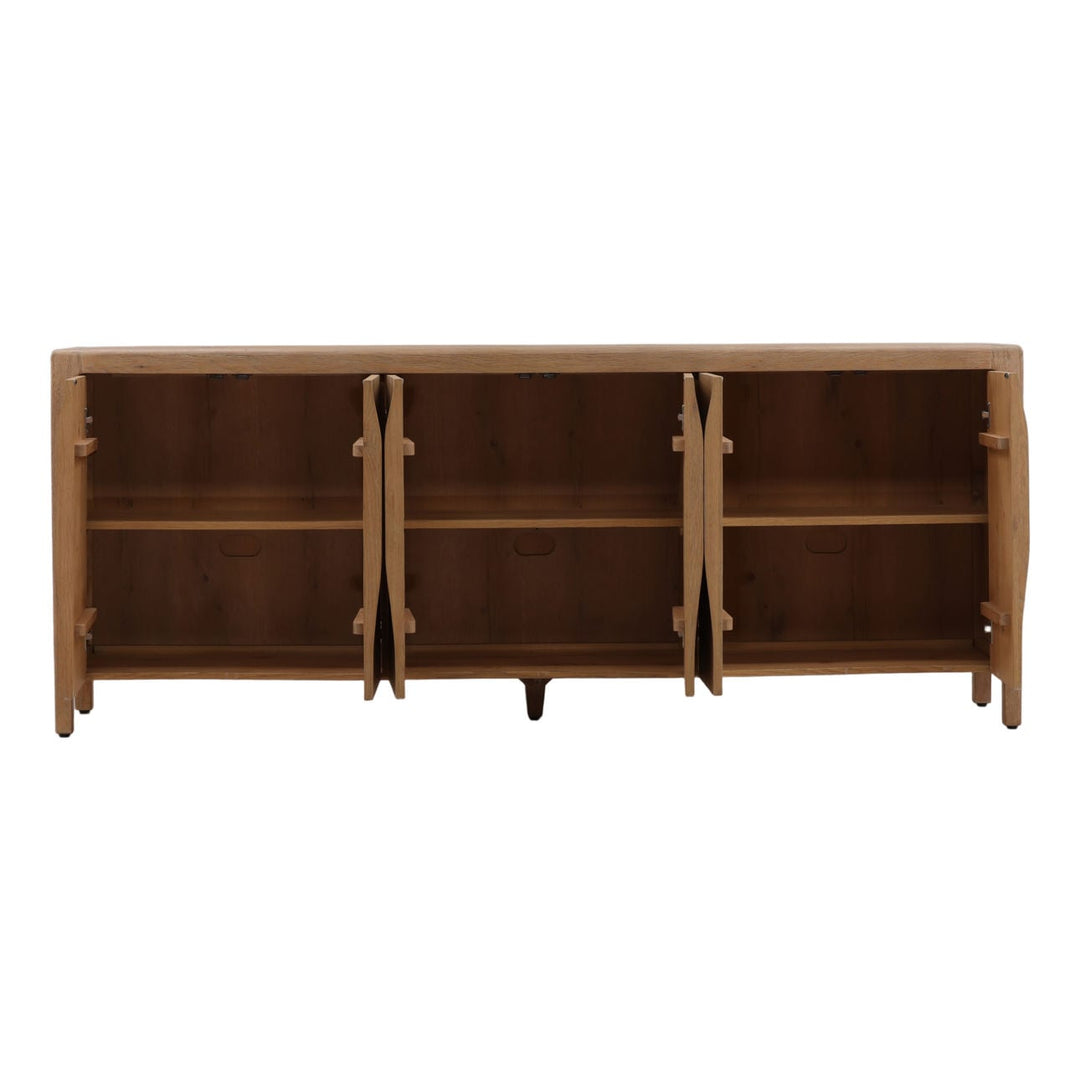Braeden Oak Veneer Sideboard, open door view