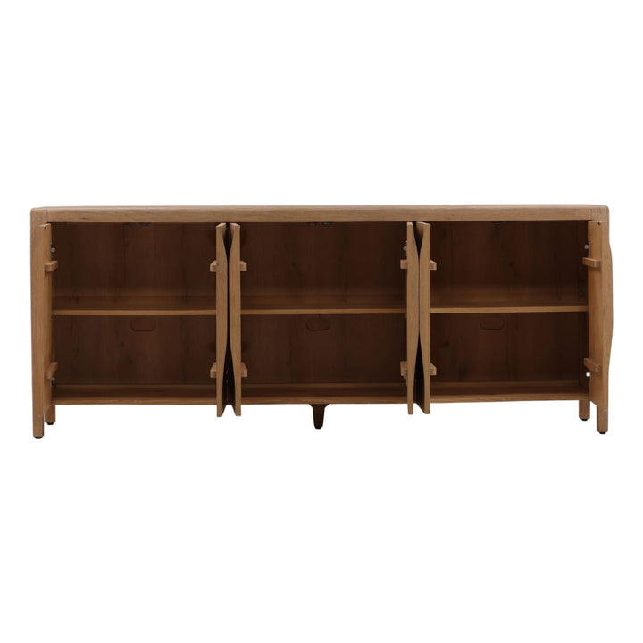 Braeden Oak Veneer Sideboard, open door view