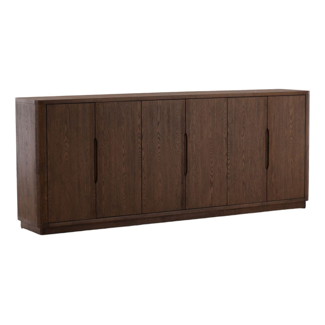 Geneva Oak Veneer Sideboard, three-quarter studio view